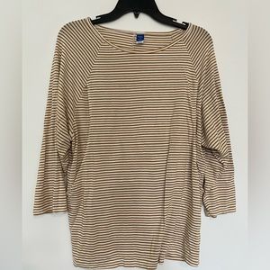 White and mustard maternity shirt with nursing access